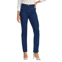 Calça Feminina TXC Jeans Azul Escuro Slim Stretch Básica Reta REF: 30168,