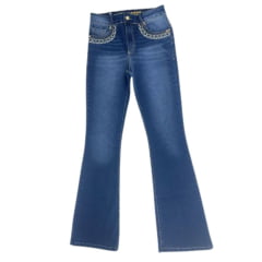 Calça Feminina West Dust Jeans Azul Escuro Atlanta Boot Cut Com Bordado E Brilho Ref: CL28422