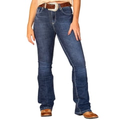 Calça Feminina West Dust Jeans Azul Escuro Phoenix Bootcut Bordado Ref CL29192
