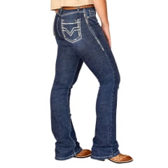 Calça Feminina West Dust Jeans Azul Escuro Phoenix Bootcut Bordado Ref CL29192