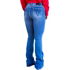 Calça Feminina West Dust Jeans Azul Médio Brigite Bootcut Bordado No bolso Ref CL29748