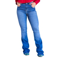 Calça Feminina West Dust Jeans Azul Médio Brigite Bootcut Bordado No bolso Ref CL29748