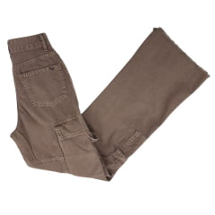 Calça Feminina West Dust Jeans Marrom Gaia Cargo Flair Com Barra Desfiada Ref:CL29511