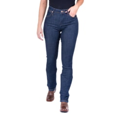 Calça Feminina Wrangler Jeans 18M Western Slim Fit Reta Azul Escuro Com Lycra Ref.18M4CPW60UN