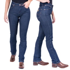 Calça Feminina Wrangler Jeans 18M Western Slim Fit Reta Azul Escuro Com Lycra Ref.18M4CPW60UN