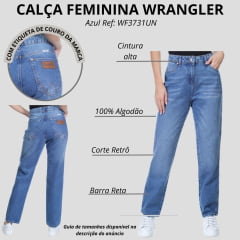 Calça Feminina Wrangler Jeans Azul Cintura Alta Mom Retrô Ref: WF3731UN