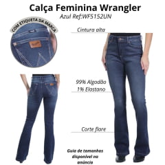 Calça Feminina Wrangler Jeans Azul Escuro Com Lycra Flare Ref:WF5152UN