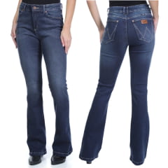 Calça Feminina Wrangler Jeans Azul Escuro Com Lycra Flare Ref:WF5152UN