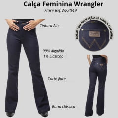 Calça Feminina Wrangler Jeans Azul Escuro Sally Flare C/ Lycra Ref:WF2049