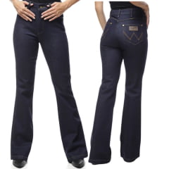 Calça Feminina Wrangler Jeans Azul Escuro Sally Flare C/ Lycra Ref:WF2049