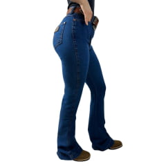 Calça Feminina Wrangler Jeans Azul Stone Com Lycra Sally Flare REF:WF2050