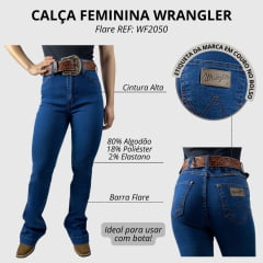 Calça Feminina Wrangler Jeans Azul Stone Com Lycra Sally Flare REF:WF2050