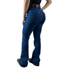 Calça Feminina Wrangler Jeans Azul Stone Com Lycra Sally Flare REF:WF2050