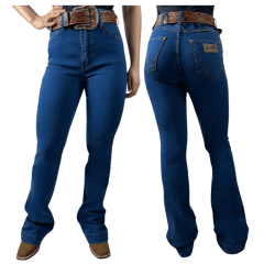 Calça Feminina Wrangler Jeans Azul Stone Com Lycra Sally Flare REF:WF2050