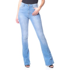 Calça Feminina Wrangler Jeans Delavê Com Lycra Cintura Alta Flare REF: WF5104 UN