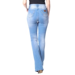 Calça Feminina Wrangler Jeans Delavê Com Lycra Cintura Alta Flare REF: WF5104 UN