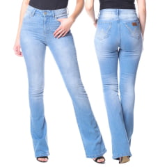 Calça Feminina Wrangler Jeans Delavê Com Lycra Cintura Alta Flare REF: WF5104 UN