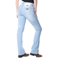 Calça Feminina Wrangler Jeans Delavê Com Lycra Cós Médio Boot Cut Ref.09MWZSB32UN