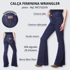 Calça Feminina Wrangler Jeans Maxi Flare Azul Ref. WF2102UN