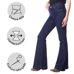 Calça Feminina Wrangler Jeans Maxi Flare Azul Ref. WF2102UN