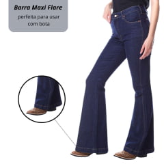 Calça Feminina Wrangler Jeans Maxi Flare Azul Ref. WF2102UN