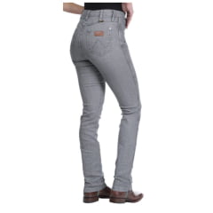 Calça Feminina Wrangler Jeans Western Slim Fit Cowboy Cut Cinza Escuro com Lycra Tradicional REF: 18M4CGY60 UN