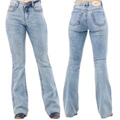 Calça Feminina Zenz Jeans Indiana Azul Claro Flare Com Bordados Total Strass Ref:1504ZW0225001
