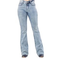 Calça Feminina Zenz Jeans Indiana Azul Claro Flare Com Bordados Total Strass Ref:1504ZW0225001