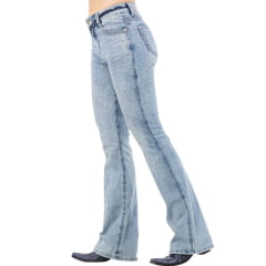 Calça Feminina Zenz Jeans Indiana Azul Claro Flare Com Bordados Total Strass Ref:1504ZW0225001