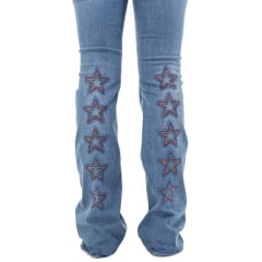 Calça Feminina Zenz Jeans Made In Zw Azul Médio Flare Bordados Variados E Tachinhas Ref: 1490 - ZW0225003