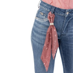 Calça Feminina Zenz Jeans New Jersey Azul Flare Dupla Desfiada Bordados Bolsos E Pala Ref: 1491 - ZW0225006