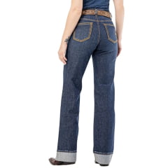Calça Feminina Zenz Jeans Welcome Azul Barra Dobrada Bordado No Bolso Detalhe Bridão No Bolso Frente Ref:1524ZW0225005