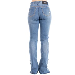 Calça Feminina Zenz Jeans Western Highland Com Bordado No Bolso Barra Flare Com Detalhe Abertura Ref: 0325006-1596