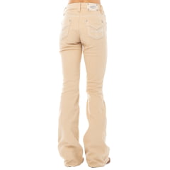 Calça Feminina Zenz Western Barrel Queen Jeans Bege Flare Bordada Ref:ZW0226024-1809