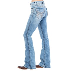 Calça Feminina Zenz Western Jeans Azul Mountain Flare Bordado Com Brilho Ref:ZW0125021-1418