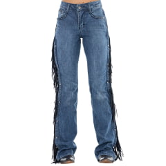 Calça Feminina Zenz Western Jeans Caballus Azul Com Franjas Removíveis Ref:ZW0226021-1771