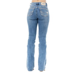 Calça Feminina Zenz Western Jeans Cabins Azul Claro Bootcut Com Bordados E Strass Ref:ZWO126041-1678