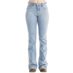 Calça Feminina Zenz Western Jeans Farmland Azul Claro Flare Com Brilho Total Ref:0325004-1606