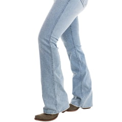 Calça Feminina Zenz Western Jeans Farmland Azul Claro Flare Com Brilho Total Ref:0325004-1606