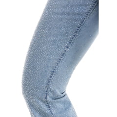 Calça Feminina Zenz Western Jeans Farmland Azul Claro Flare Com Brilho Total Ref:0325004-1606