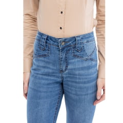 Calça Feminina Zenz Western Jeans Logorn Com Detalhe De Abertura Na Barra Ref:1384-ZWO 125019