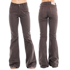 Calça Feminina Zenz Western Jeans Marrom Com Bordado Nos Bolsos Flare Rose Dunn Ref:1405-ZWO 125027