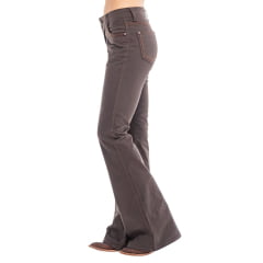 Calça Feminina Zenz Western Jeans Marrom Com Bordado Nos Bolsos Flare Rose Dunn Ref:1405-ZWO 125027