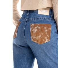 Calça Feminina Zenz Western Jeans Miss Cowboy Destroyer Básica Com Detalhes Bolsos Com Pelos Ref:ZW0325009-1583