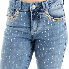 Calça Feminina Zenz Western Jeans Seahorse Com Bordado Cru E Com Brilho E Barra Flare REF: ZW0324004-1358