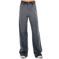 Calça Feminina Zenz Western Jeans Wide Leg Cool It Cowboy Preto Com Strass Ref:ZW0226125-1837