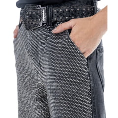 Calça Feminina Zenz Western Jeans Wide Leg Cool It Cowboy Preto Com Strass Ref:ZW0226125-1837