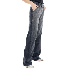 Calça Feminina Zenz Western Jeans Wide Leg Cool It Cowboy Preto Com Strass Ref:ZW0226125-1837