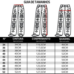 Calça Feminina Zenz Western Jeans Wide Leg Dark Horse Azul Escuro Bordado Ref:ZW0226027-1832