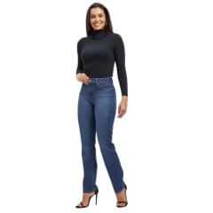 Calça Jeans Feminina Azul Médio Marion Premium Strech Super Alta New - Ref. 3242L